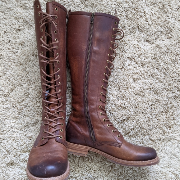 frye veronica lace up combat boots